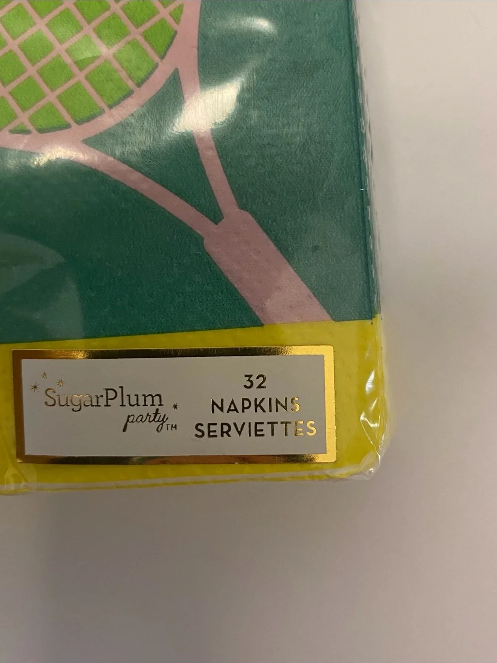 Sugar Plum Tennis Ball and Tennis Racquet Paper Beverage Napkins 40 & 32 count